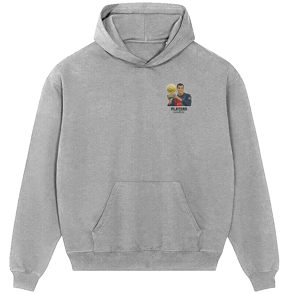 Rivaldo hoodie – grey men's hoodie featuring the Rivaldo Players Couture logo
