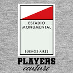River Plate Monopoly Card hoodie – grey men's hoodie with black River Plate Monopoly Card letters and Players Couture logo