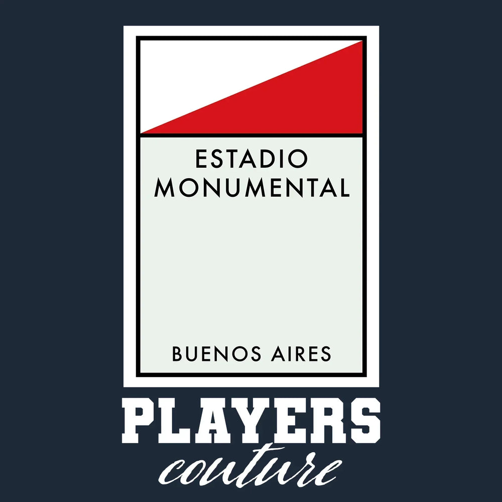 River Plate Monopoly Card hoodie – navy men's hoodie with white River Plate Monopoly Card letters and Players Couture logo