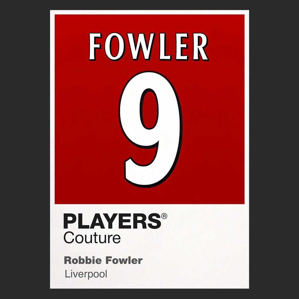 Robbie Fowler 9 Football Shirt Frame Men's Hoodie – black close-up detail shot of the Robbie Fowler 9 Football Players