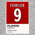 Robbie Fowler 9 Football Shirt Frame Men's Hoodie – grey close-up detail shot of the Robbie Fowler 9 Football Players