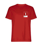 Robbie Fowler 9 Football t-shirt – red men's t-shirt featuring the Robbie Fowler 9 Football Players Couture logo