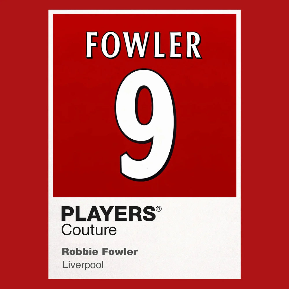 Robbie Fowler 9 Football Shirt Frame Men's Hoodie – red close-up detail shot of the Robbie Fowler 9 Football Players Couture