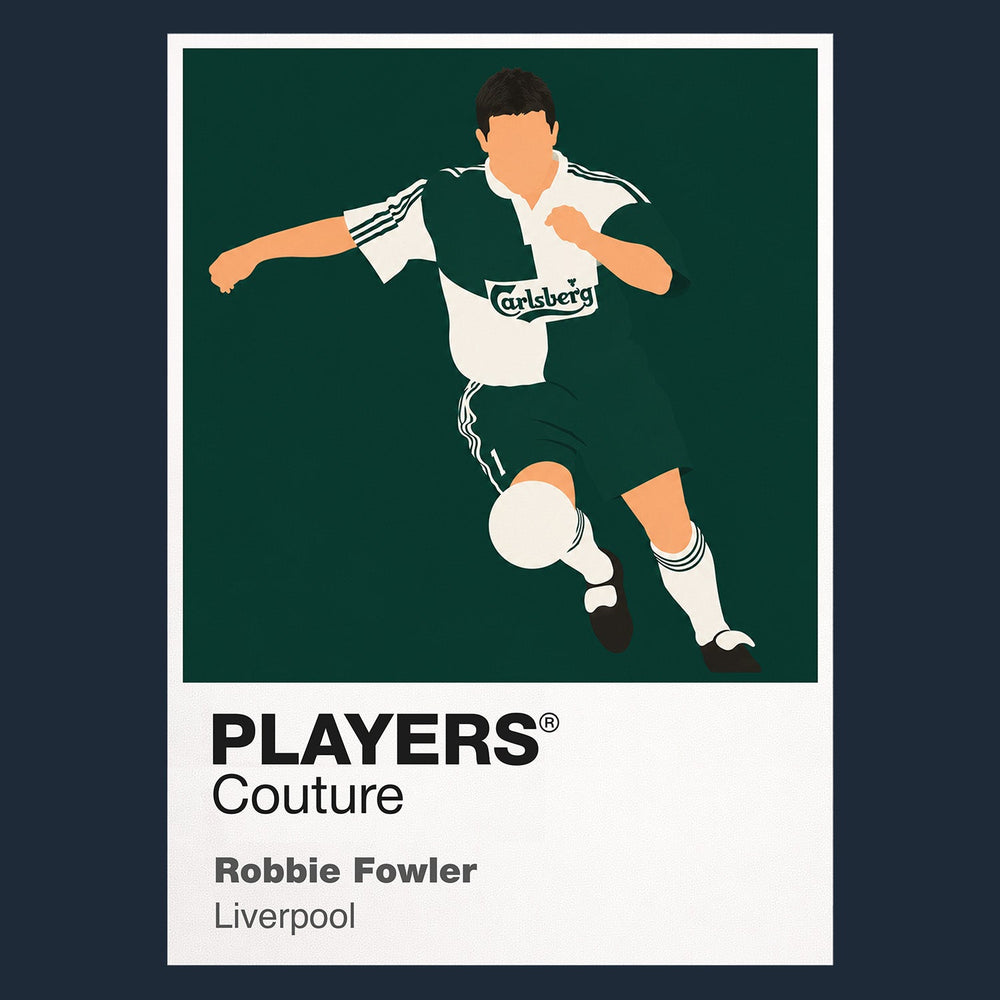 Robbie Fowler Liverpool Green Icon Frame — Pantone-style player illustration art card