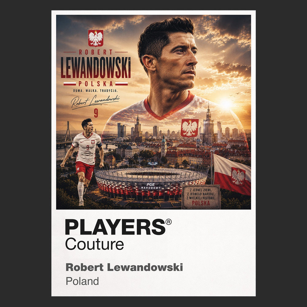Robert Lewandowski Poland Atlas Frame artwork by Players Couture