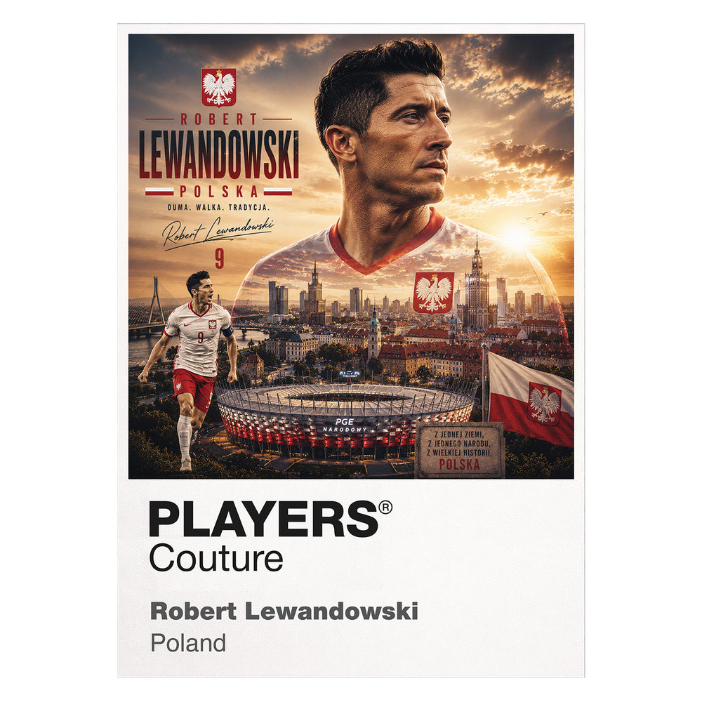 Robert Lewandowski Poland Atlas Frame artwork by Players Couture