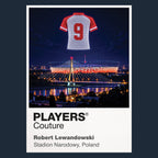Robert Lewandowski Poland number 9 Icons in Lights Frame artwork in navy