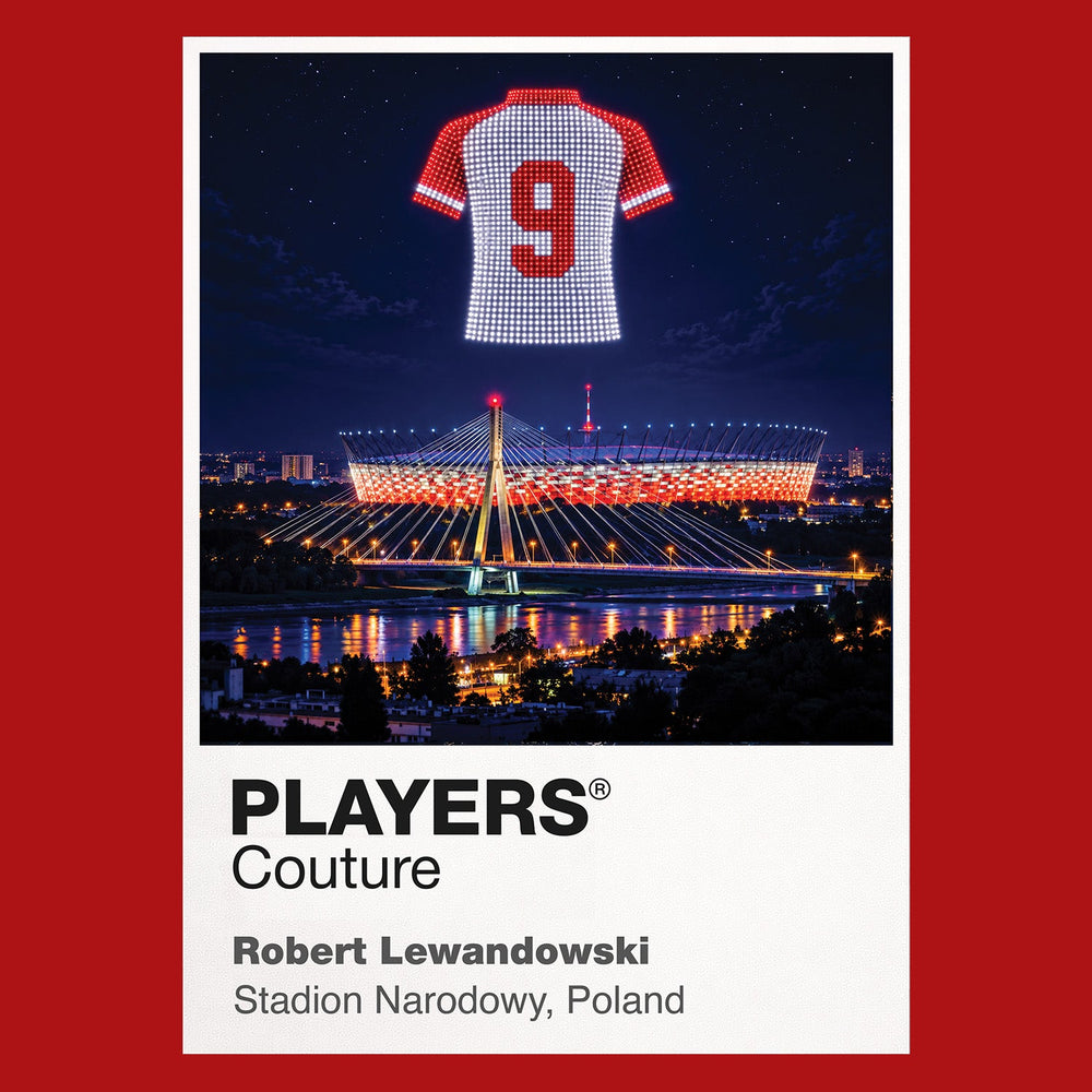 Robert Lewandowski Poland number 9 Icons in Lights Frame artwork in red