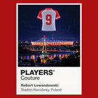 Robert Lewandowski Poland number 9 Icons in Lights Frame artwork in red