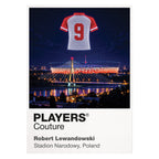 Robert Lewandowski Poland number 9 Icons in Lights Frame artwork in white