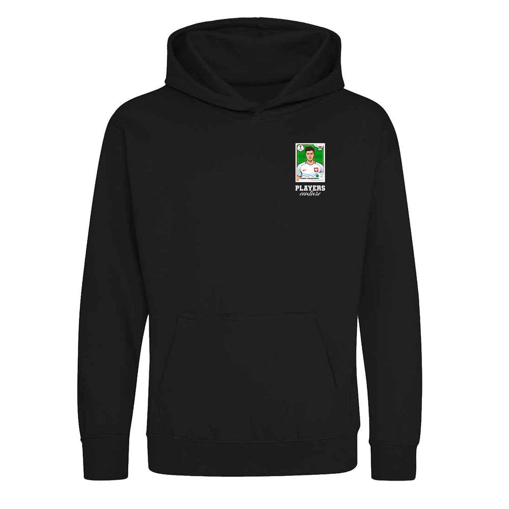 Robert Lewandowski World Cup Sticker Kids Hoodie – robert lewandowski sticker kids black hoodie Players Couture design