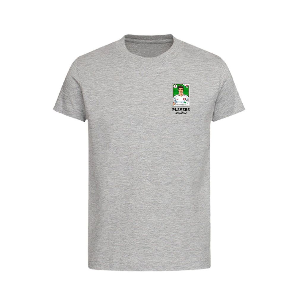 Robert Lewandowski World Cup Sticker Kids T-Shirt – robert lewandowski sticker kids grey tshirt Players Couture design