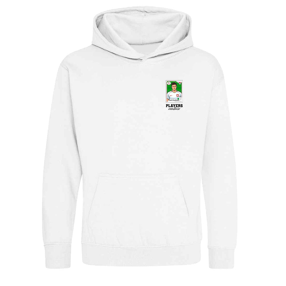 Robert Lewandowski World Cup Sticker Kids Hoodie – robert lewandowski sticker kids white hoodie Players Couture design