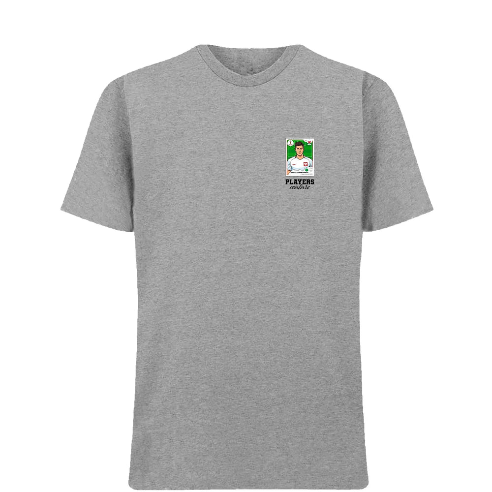 Robert Lewandowski World Cup t-shirt – grey men's t-shirt featuring the Robert Lewandowski World Cup Players Couture logo