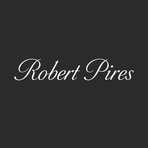 Robert Pires Logo Men's T-Shirt – black close-up detail shot of the Robert Pires Players Couture logo design