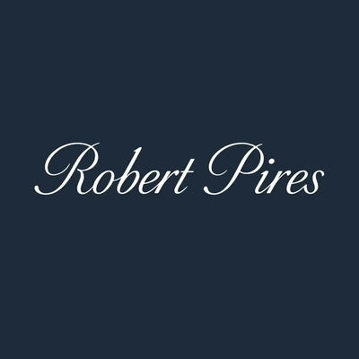 Robert Pires Logo Men's T-Shirt – navy close-up detail shot of the Robert Pires Players Couture logo design