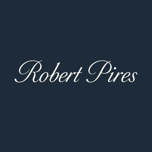 Robert Pires Logo Men's T-Shirt – navy close-up detail shot of the Robert Pires Players Couture logo design