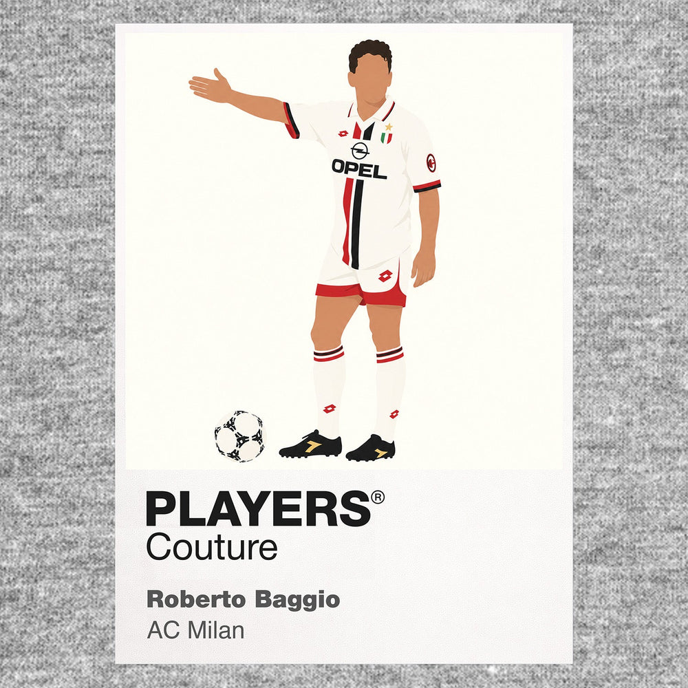Roberto Baggio AC Milan away Icon Frame artwork in grey