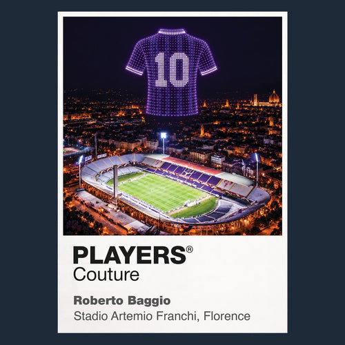 Roberto Baggio Fiorentina number 10 Icons in Lights Frame artwork in navy