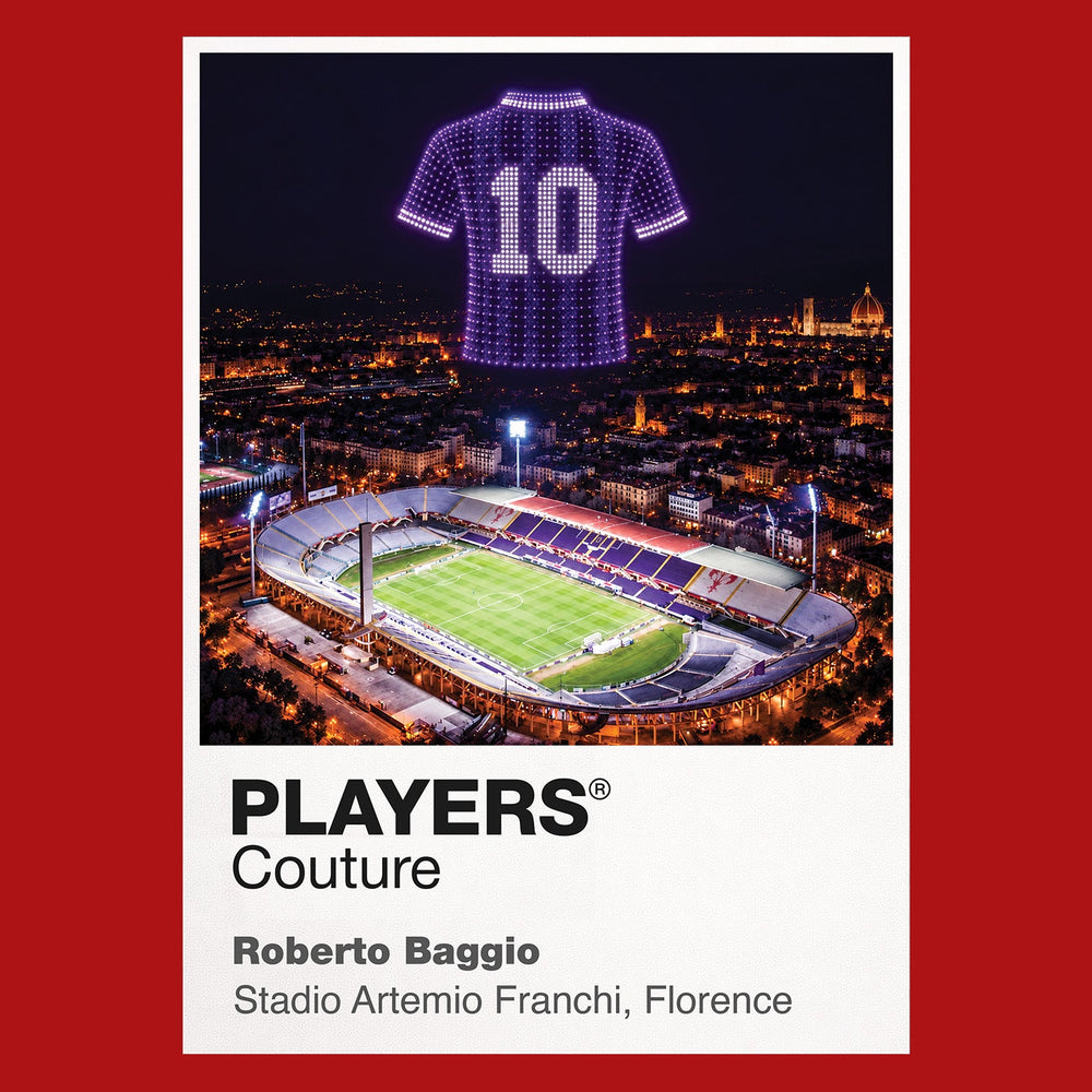 Roberto Baggio Fiorentina number 10 Icons in Lights Frame artwork in red