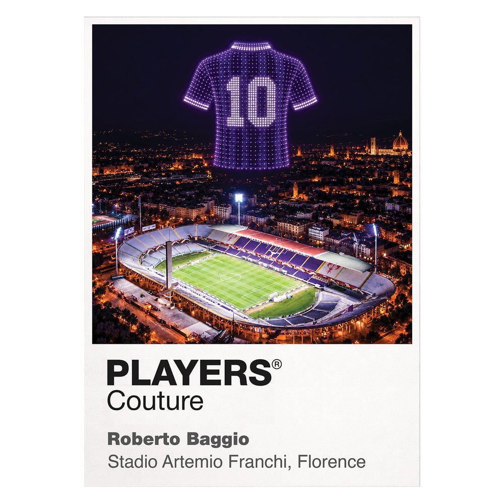 Roberto Baggio Fiorentina number 10 Icons in Lights Frame artwork in white
