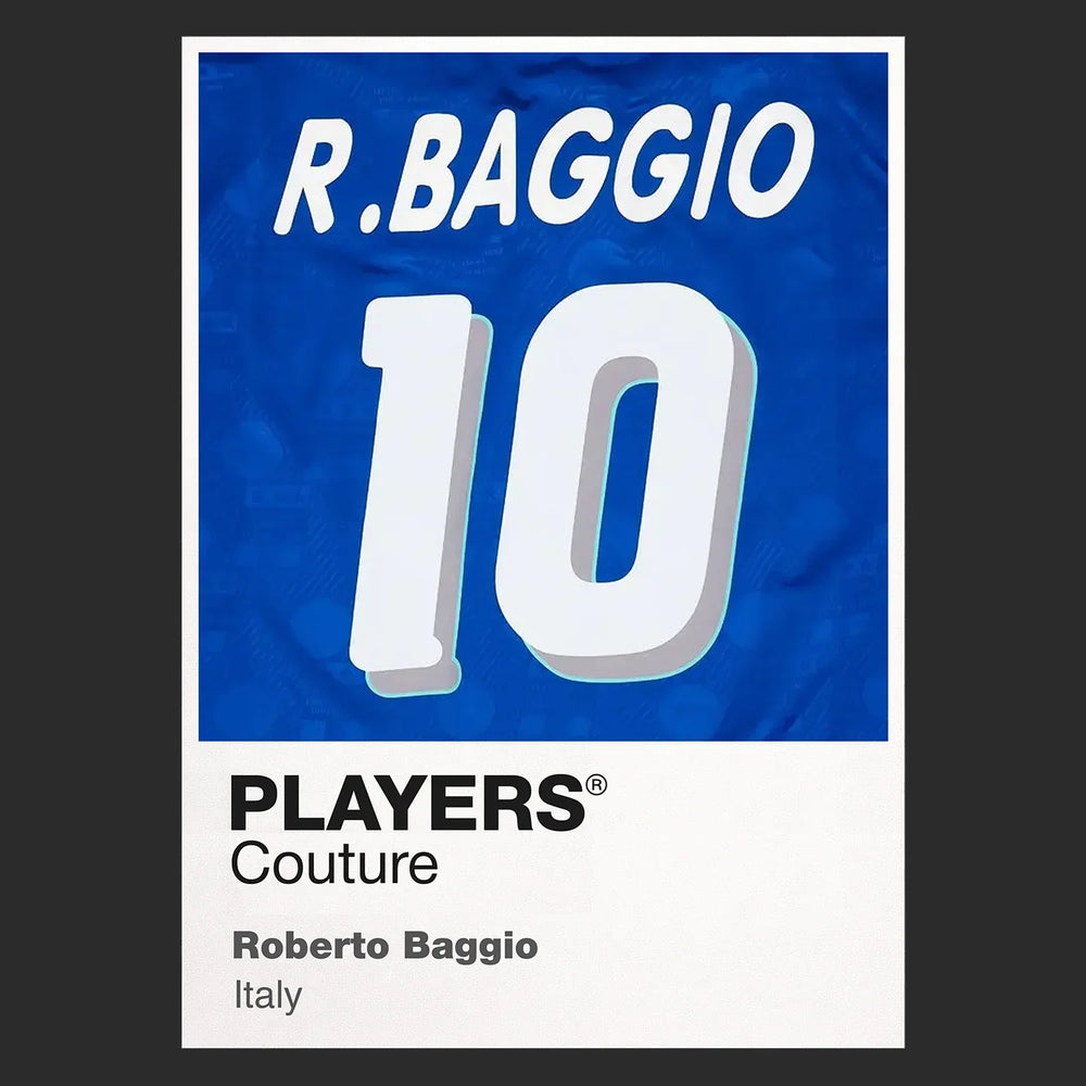 Roberto Baggio 10 Football Shirt Frame Men's Hoodie – black close-up detail shot of the Roberto Baggio 10 Football Players