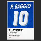 Roberto Baggio 10 Football Shirt Frame Men's Hoodie – black close-up detail shot of the Roberto Baggio 10 Football Players
