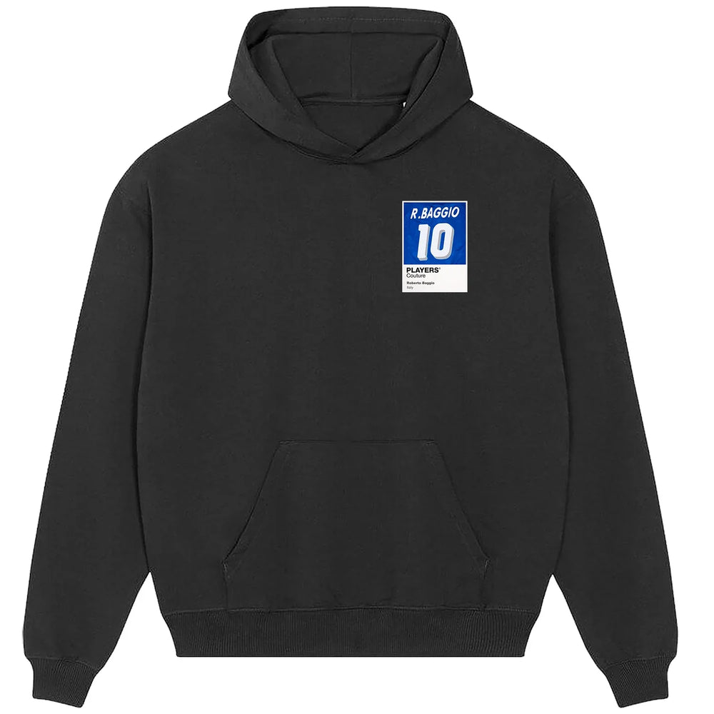 Roberto Baggio 10 Football hoodie – black men's hoodie featuring the Roberto Baggio 10 Football Players Couture logo