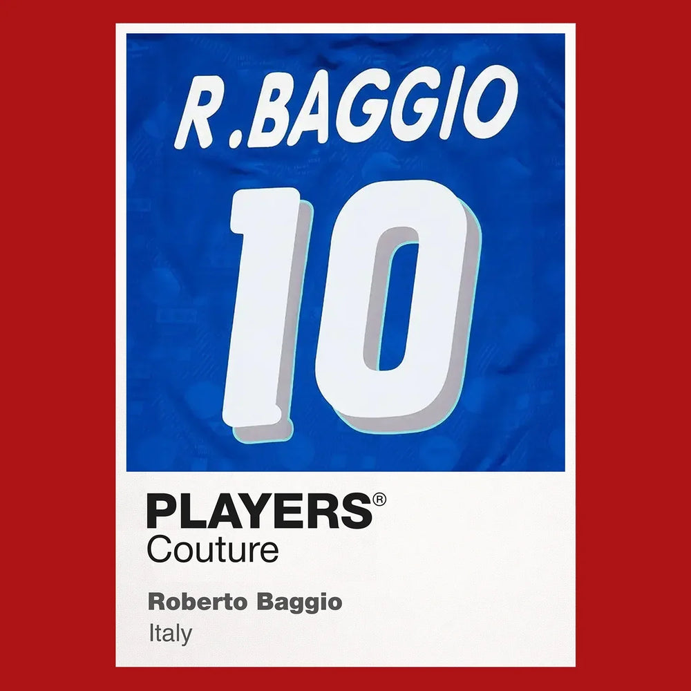 Roberto Baggio 10 Football Shirt Frame Men's Hoodie – red close-up detail shot of the Roberto Baggio 10 Football Players