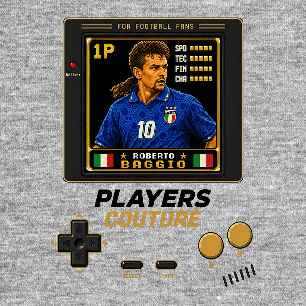 Roberto Baggio 1P 8-Bit t-shirt retro gaming design by Players Couture