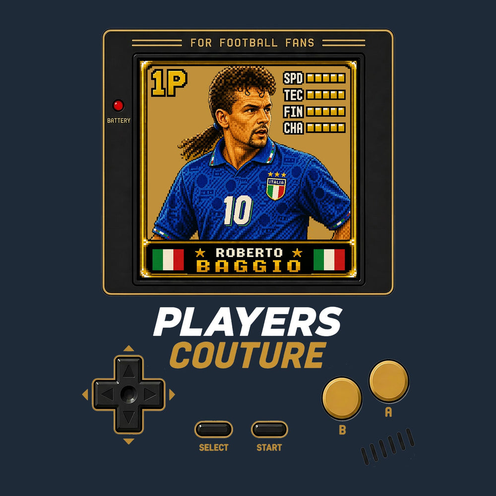 Roberto Baggio 1P 8-Bit t-shirt retro gaming design by Players Couture
