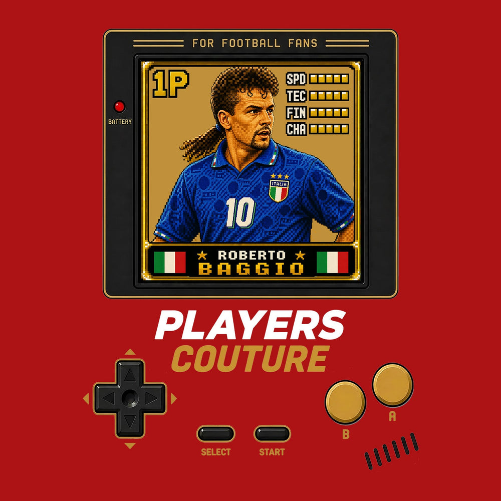 Roberto Baggio 1P 8-Bit t-shirt retro gaming design by Players Couture