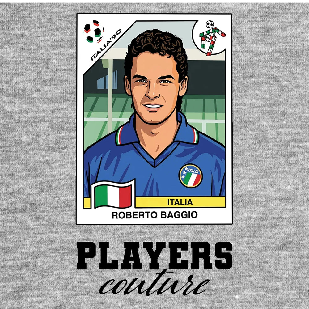 Roberto Baggio World Cup Sticker Kids T-Shirt – roberto baggio grey Players Couture design