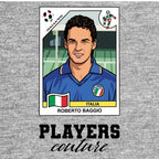 Roberto Baggio World Cup Sticker Kids T-Shirt – roberto baggio grey Players Couture design