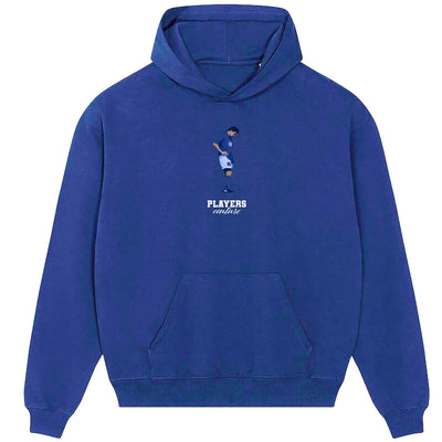 Roberto Baggio hoodie – blue men's hoodie with white Roberto Baggio letters and Players Couture logo on the chest