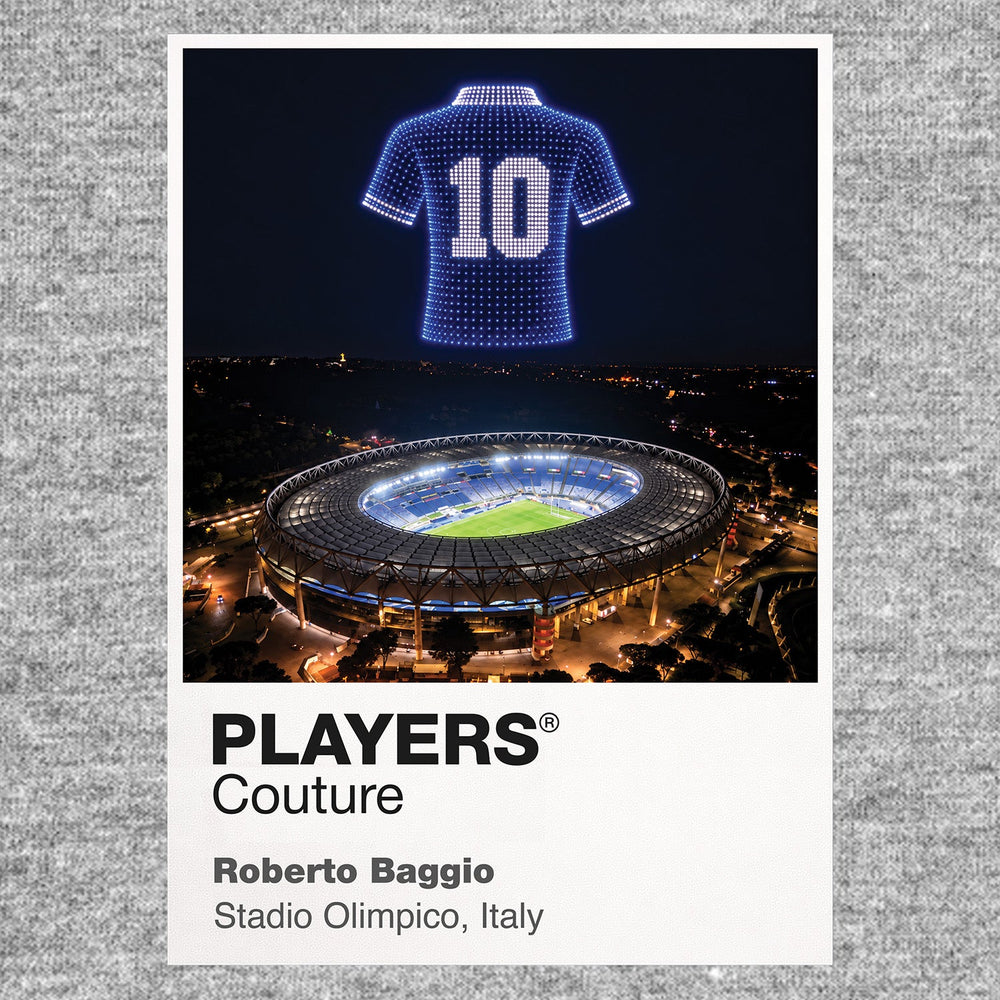 Roberto Baggio Italy number 10 Icons in Lights Frame artwork in grey