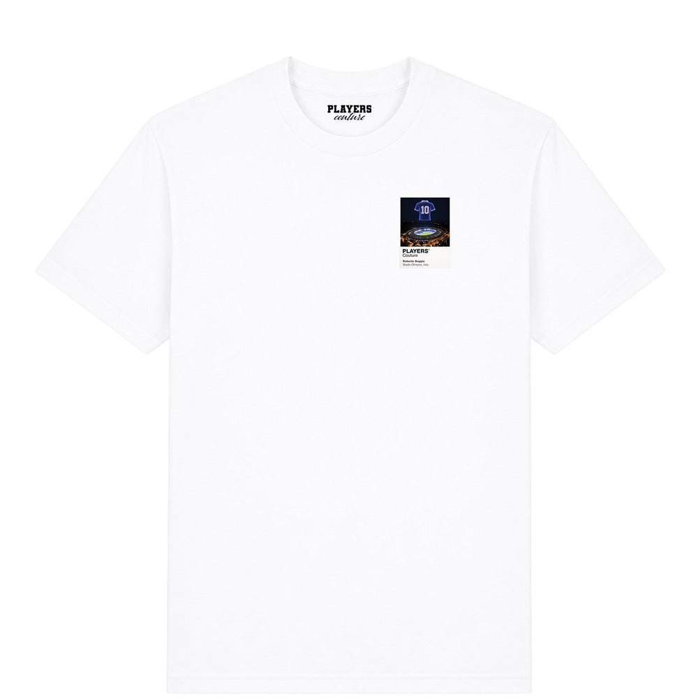 Roberto Baggio Italy Icons in Lights Frame Men's T-Shirt in White