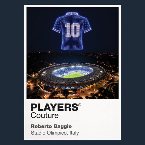 Roberto Baggio Italy number 10 Icons in Lights Frame artwork in navy