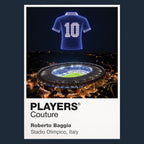 Roberto Baggio Italy number 10 Icons in Lights Frame artwork in navy