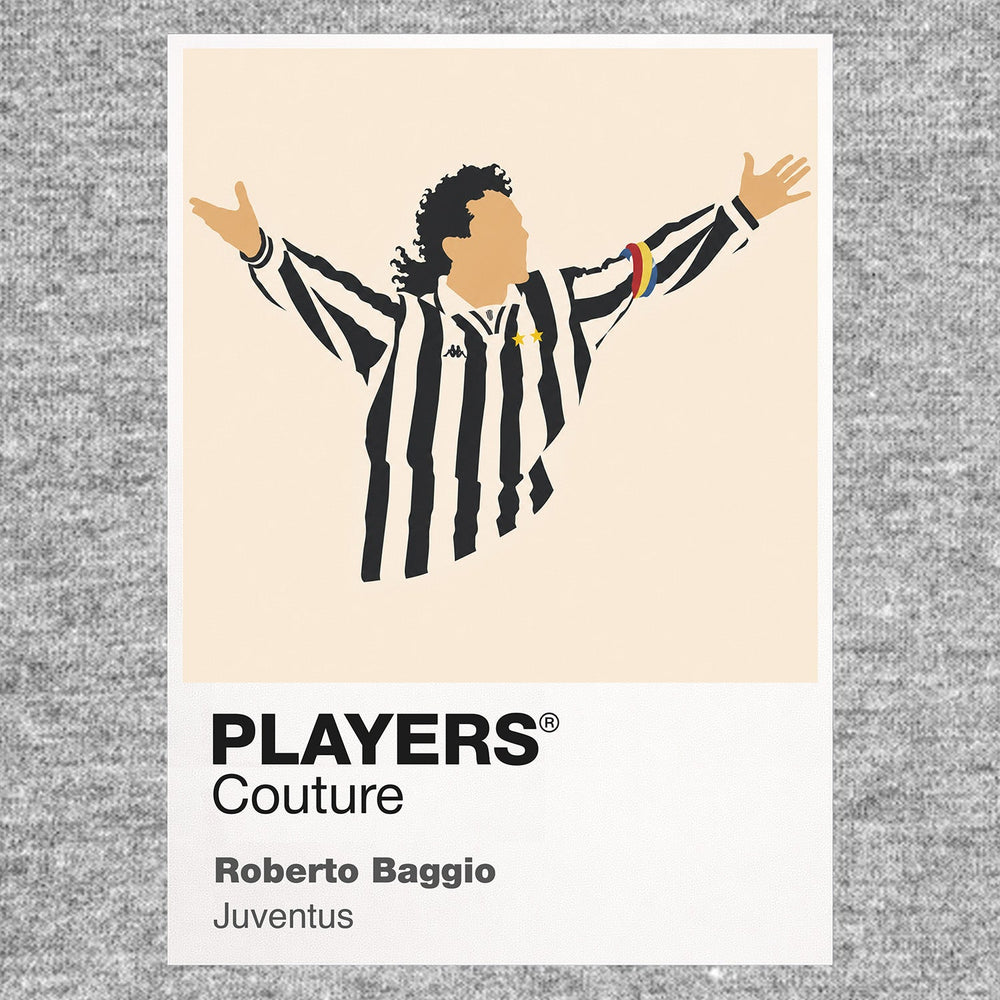 Roberto Baggio Juventus Icon Frame Men's Hoodie — Gray Artwork