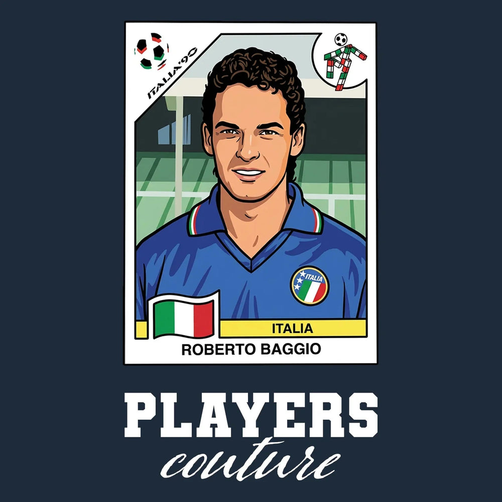 Roberto Baggio World Cup Sticker Kids Hoodie – roberto baggio navy Players Couture design