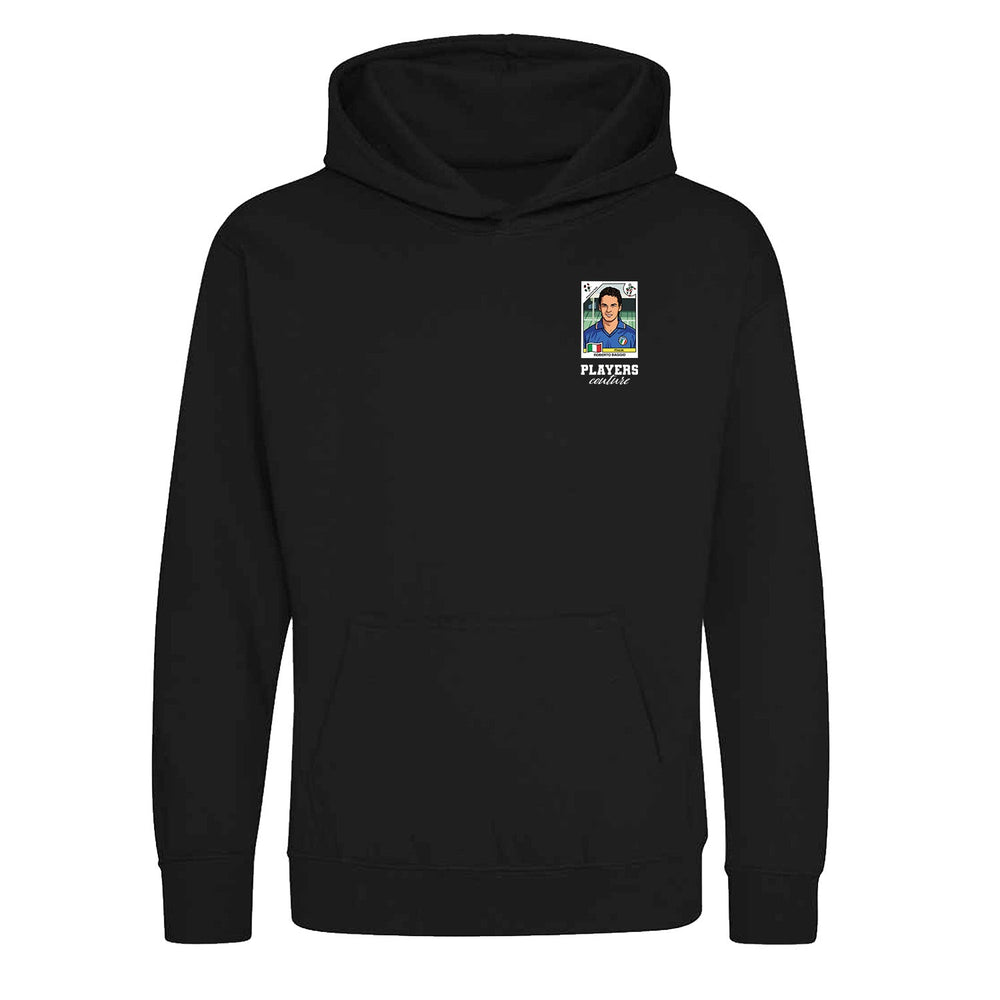 Roberto Baggio World Cup Sticker Kids Hoodie – roberto baggio sticker kids black hoodie Players Couture design