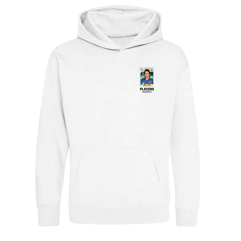 Roberto Baggio World Cup Sticker Kids Hoodie – roberto baggio sticker kids white hoodie Players Couture design