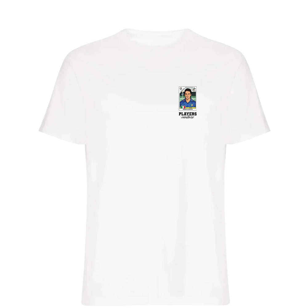 Roberto Baggio World Cup t-shirt – white men's t-shirt featuring the Roberto Baggio World Cup Players Couture logo