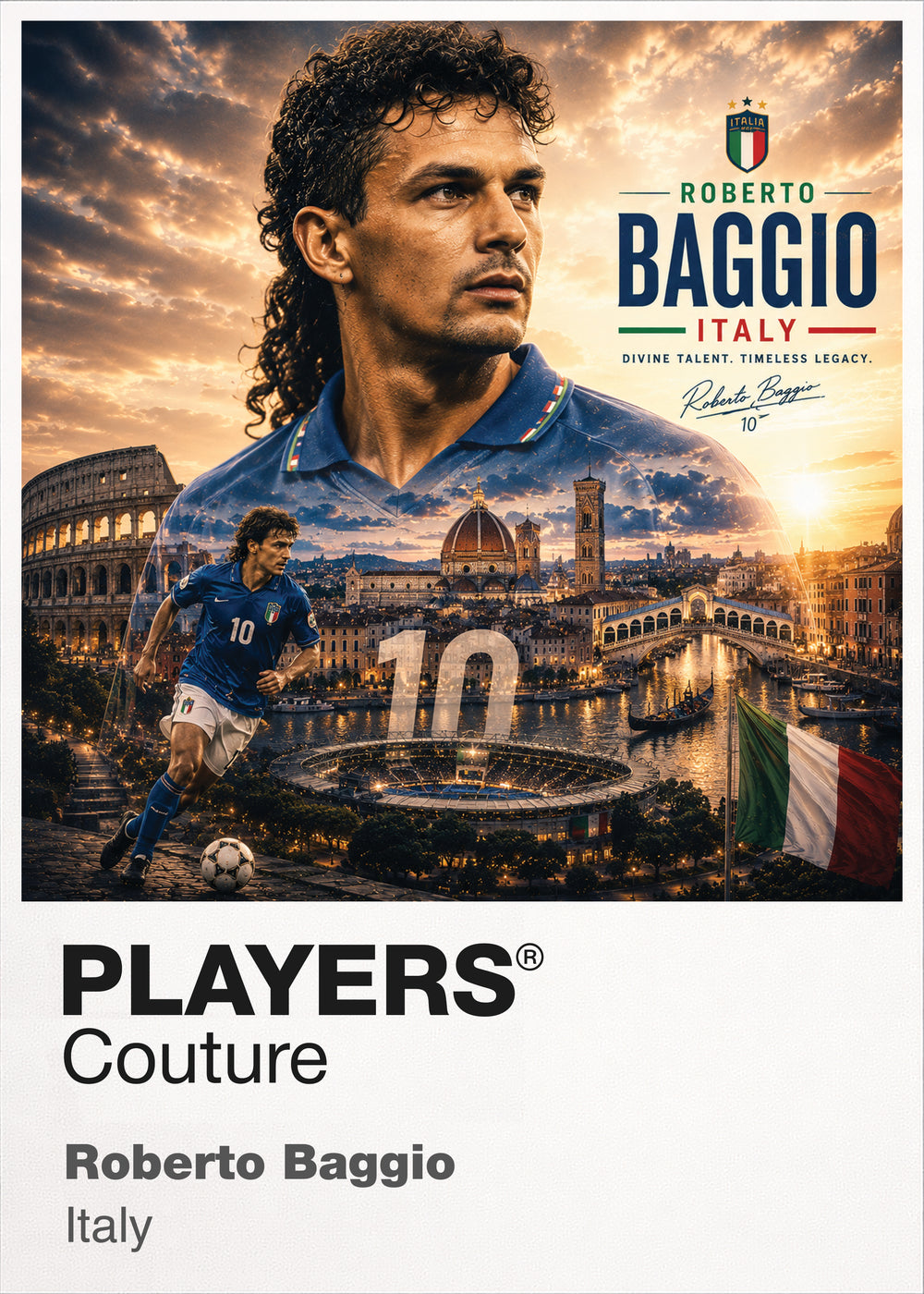 Roberto Baggio Italy Atlas Frame White men's t-shirt by Players Couture