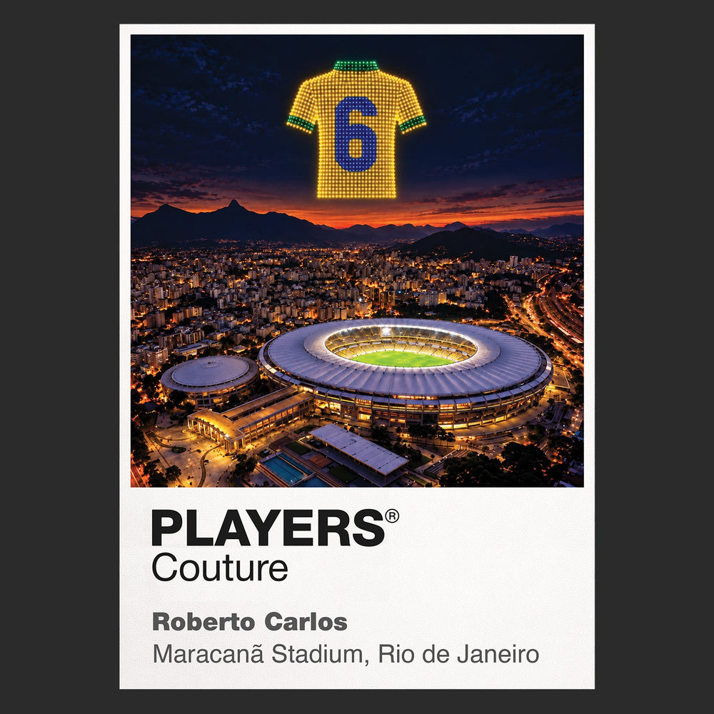 Roberto Carlos Brazil number 6 Icons in Lights Frame artwork in black