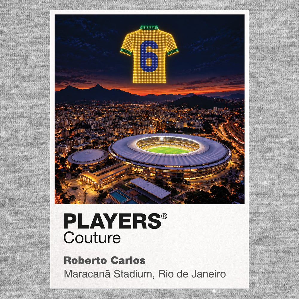 Roberto Carlos Brazil number 6 Icons in Lights Frame artwork in grey