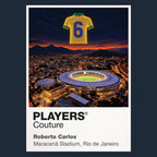 Roberto Carlos Brazil number 6 Icons in Lights Frame artwork in navy