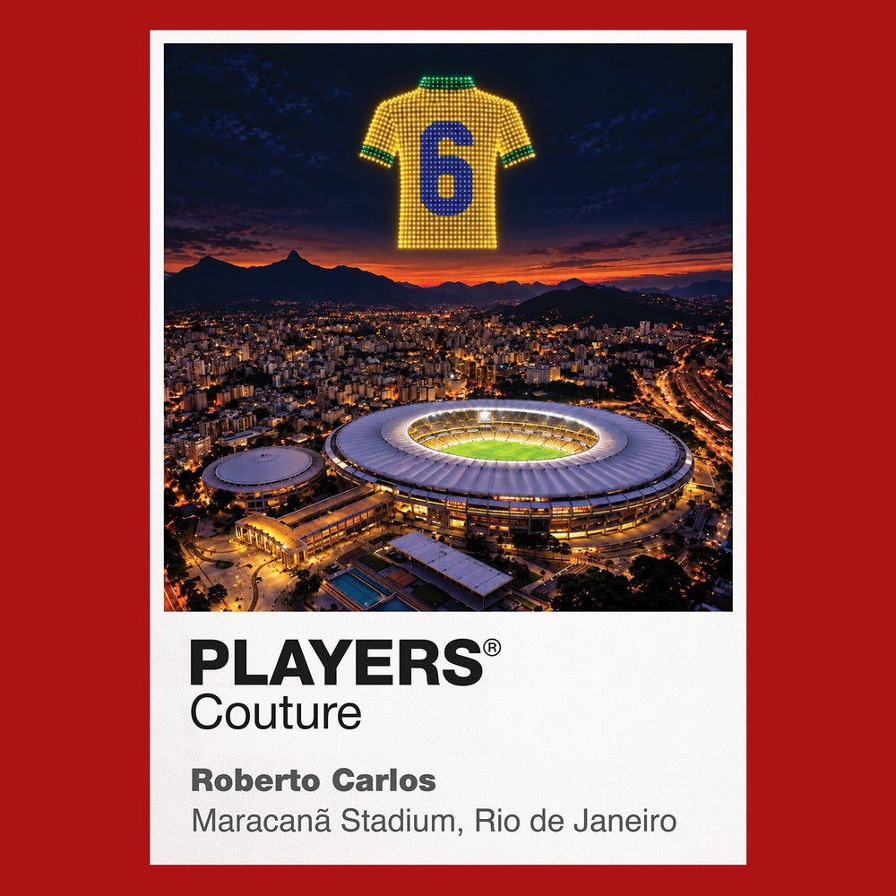 Roberto Carlos Brazil number 6 Icons in Lights Frame artwork in red