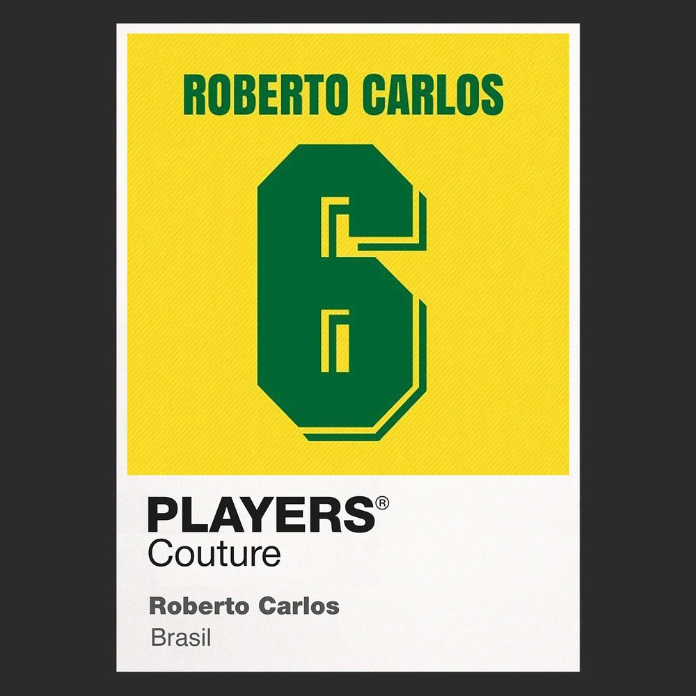 Roberto Carlos 6 Football Shirt Frame Men's Hoodie – black close-up detail shot of the Roberto Carlos 6 Football Players